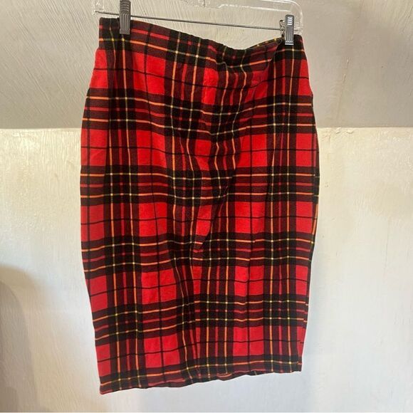 2/$30 Forever 21 Tartan Plaid Red Yellow Check Stretchy MIDI pencil Skirt - Picture 4 of 9